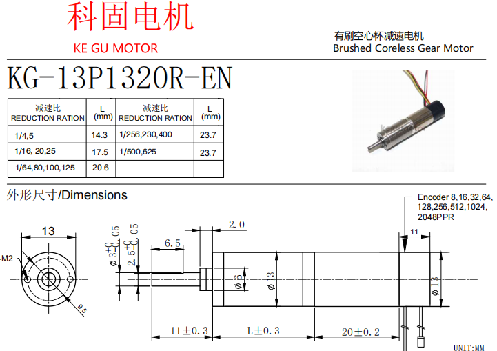 13MM空心杯减速电机